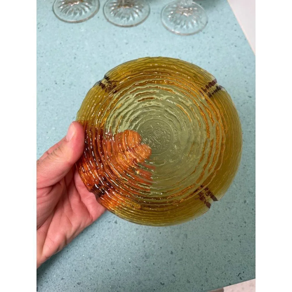 Anchor Hocking Vintage MCM Amber Ashtray Ridged One Size Soreno Clear
